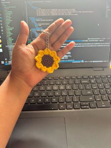 crochet sunflower keychain