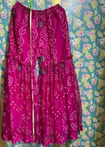 Pink Bandhani Full Gher Sharara