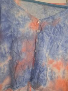 Tie-Dye Button-Up Top