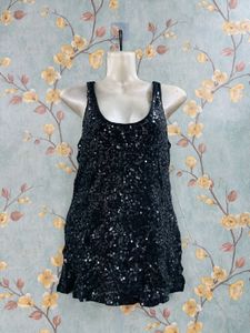 Sparkly Black Sequin Tank Top
