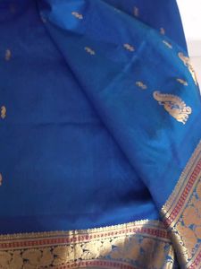 Kanjeevaram Blue Silk Saree with Gold Detailing