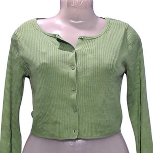 Uniqlo Green Cropped Cardigan