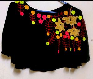 Red Long Frock With Woolen Embroidery