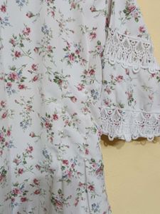 Floral Lace Trimmed Top