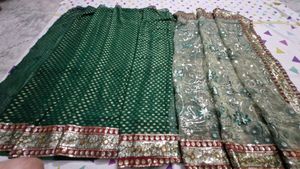 Green Embellished Saree with Blouse