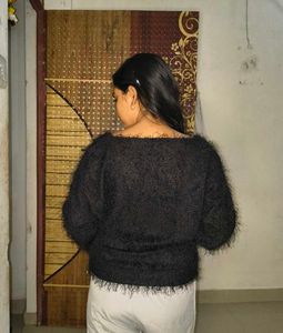 Stylish Black Fuzzy top