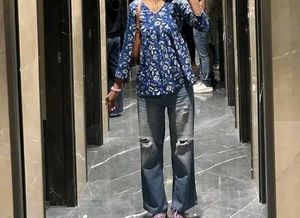 Blue Floral Print Top