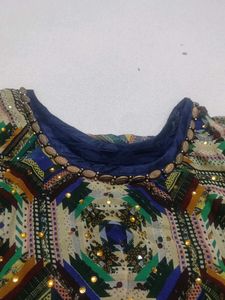 Elegant Navy Blue Printed Kurti
