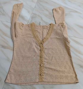 Peach Eyelet Top