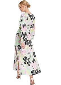 ASOS LACE INSERT SATIN FLORAL MIDI DRESS