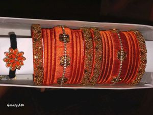Orange Bangle Set with Hair Band