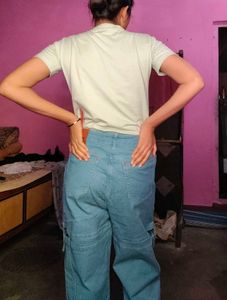 Blue Denim Cargo Pants