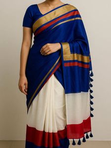 Elegant Blue & White Saree