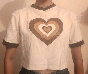 Cute Heart Print Crop Top