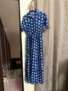 Blue Polka Dot Maxi Dress