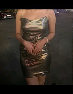[Metallic Mini Dress with Chain Straps™]