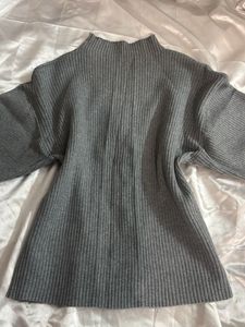 Gray Ribbed Knit Sweater