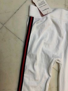 White Leggings with Stripe Detail