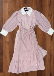 Chic Peach Gingham Dress