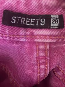 Pink Acid Washed Bootcut Jeans