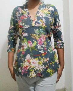 Floral Print Button-Up Top
