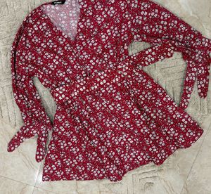 Red Floral Print Dress