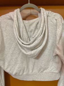 H&amp;M  Grey Cropped Zip-Through Hoodie (Size - S)