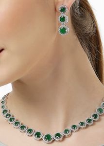 Silver Toned Studded Jewellery