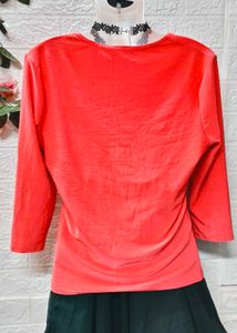 Coral Square Neck Top