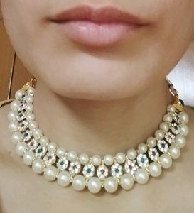 Choker With Earrings.     Jewelry, Necklace, Kundanjewelry, Jewellery, Chain, Choker, Earrings, Bridaljewellery, Women's, Forever21, Beauty, Shein, Biba, Jaipurjewelry, Rings, Western, Choker