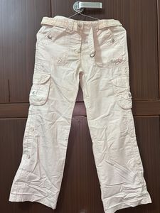 adjustable white cargo jeans