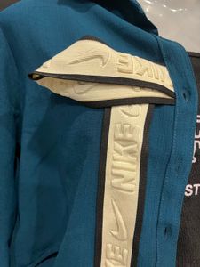 Teal Cropped Utility Shirt with Branded Strap Deta