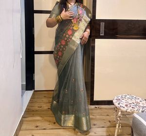 Olive Pink Saree With Blouse