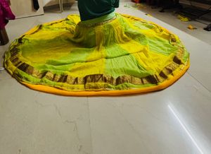Bright Yellow &amp; Green Lehenga Skirt
