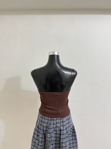 Brown Ribbed Tank Top