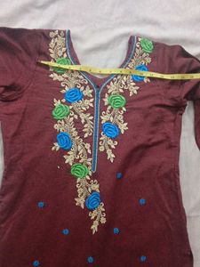 Elegant  kashmiri warm Maroon Embroidered pajami S