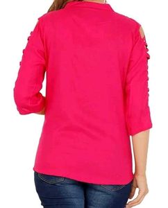 Pink Cutout Sleeve Top