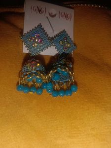 blue colour earing jhumka