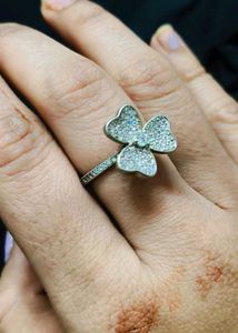 Spining ..Sparkling Clover Ring 925 Silver