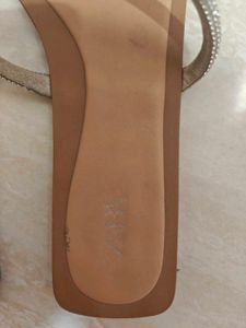 Zara Tan Sandals With Two Crystal Straps