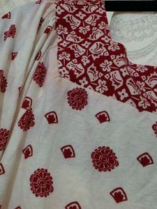 H&amp;M Red and White Top Square Neck L
