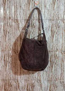 Brown Suede Hobo Bag