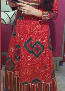 Red Bandhani Print Dress