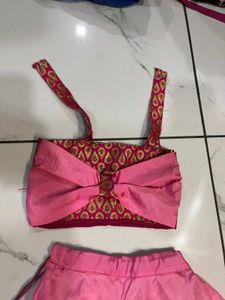 Girls&#39; Pink Lehenga Choli Set