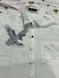White Eagle Print Short Sleeve Shirt
