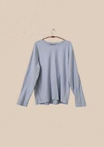 Plus Size Light Blue Long-Sleeve Basic Tee