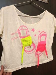 Crop Top with 3D Neon Shoe Lace Design