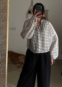 MINT VELVET Cream Geometric Print Blouse