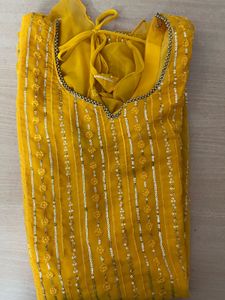 Yellow Embroidered Indian Kurti With Sharara Pant