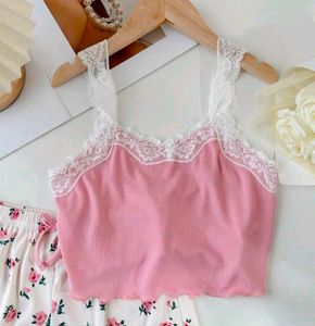 Pink Lace Cami & Beautiful Shorts Set